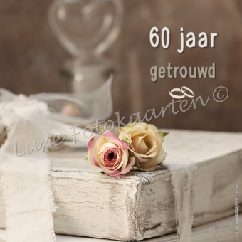 Jubileum - 60 jaar getrouwd boek met roosjes
